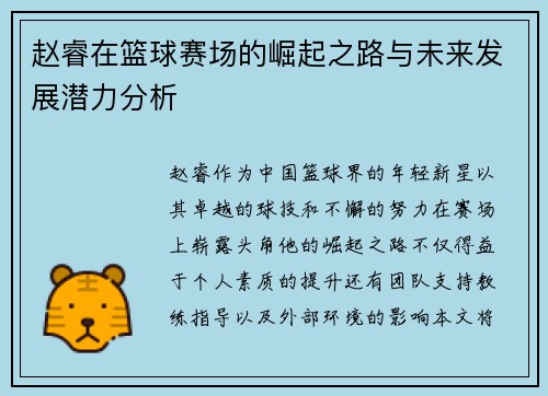 赵睿在篮球赛场的崛起之路与未来发展潜力分析